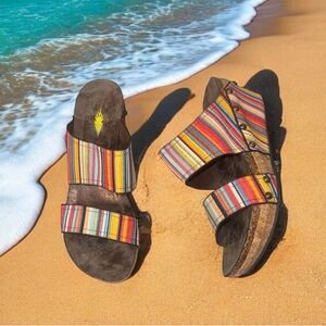 VOLATILE VITTORIA Double strap Serape wedge sandals women’s shoes size 9